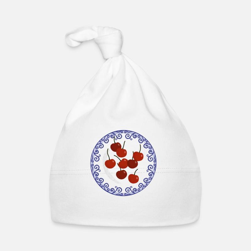 Kirschen auf Vintage-Teller Baby Bio-Mütze