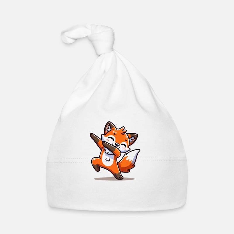 fox animal dabbing Organic Baby Cap