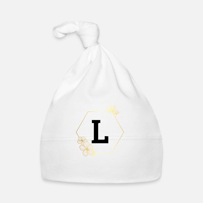 Lettre l cadre Floral doré Bonnet bio Bébé