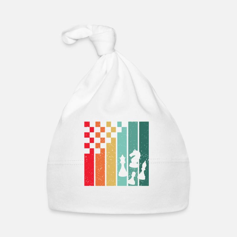 Retro-Schach – die bunte Leidenschaft eines Schachspielers - Baby Bio-Mütze - Weiß