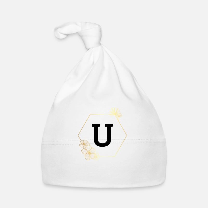 Lettre u cadre Floral doré Bonnet bio Bébé