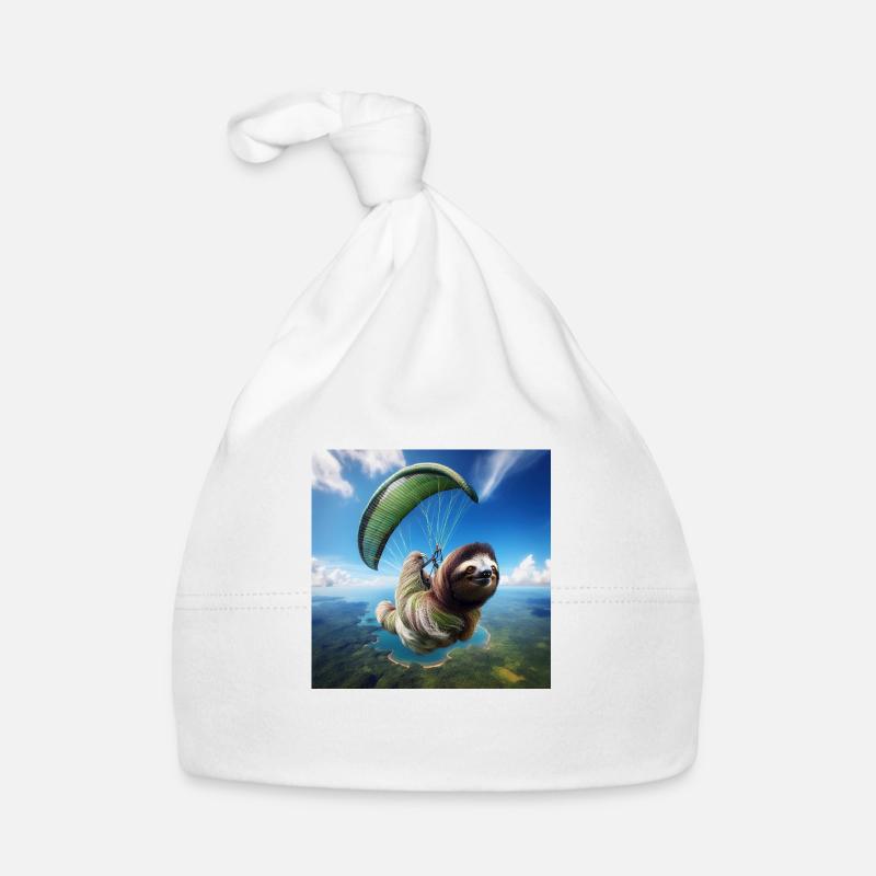 Faultier Wanderer Paragliding - Baby Bio-Mütze - Weiß