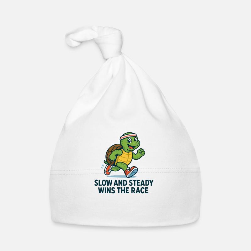 Chemise de course Funny Turtle – Slow & Steady - Bonnet bio Bébé - blanc