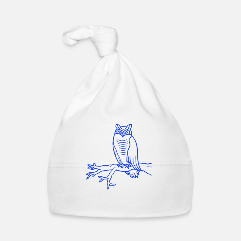 Eule Vogel Uhu Ast Baum Wald Schleiereule Kauz süß Baby Bio-Mütze