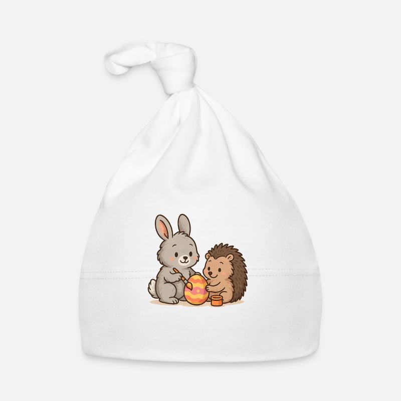 Hase & Igel bemalen Ostereier – Süßes Osterduo Baby Bio-Mütze