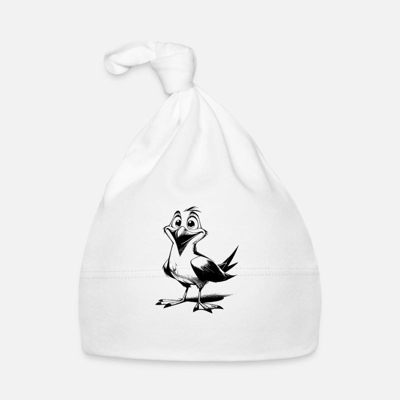 Cute fluttering man funny seagulls bird Organic Baby Cap