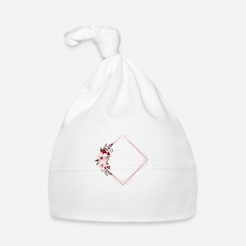 Flowers in Rectangular Frame / Pink Tones Organic Baby Cap