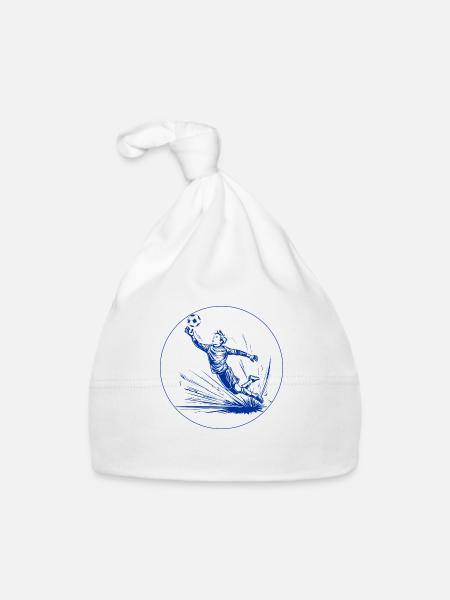 Goalkeeper (blue and white) - Organic Baby Cap - white - Front