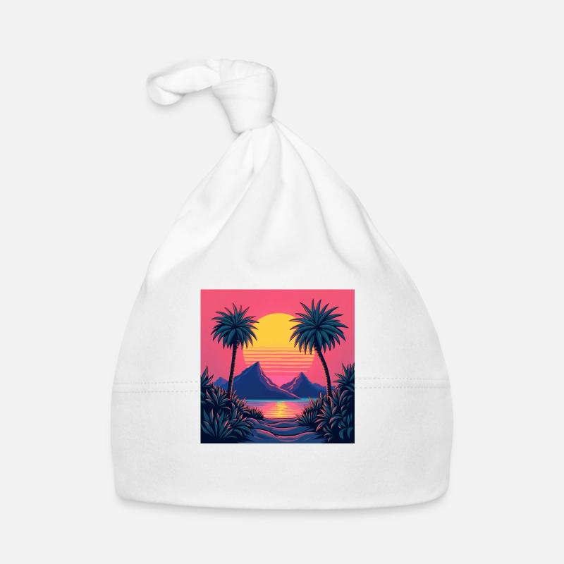 A vibrant retro 80s inspired sunset Organic Baby Cap