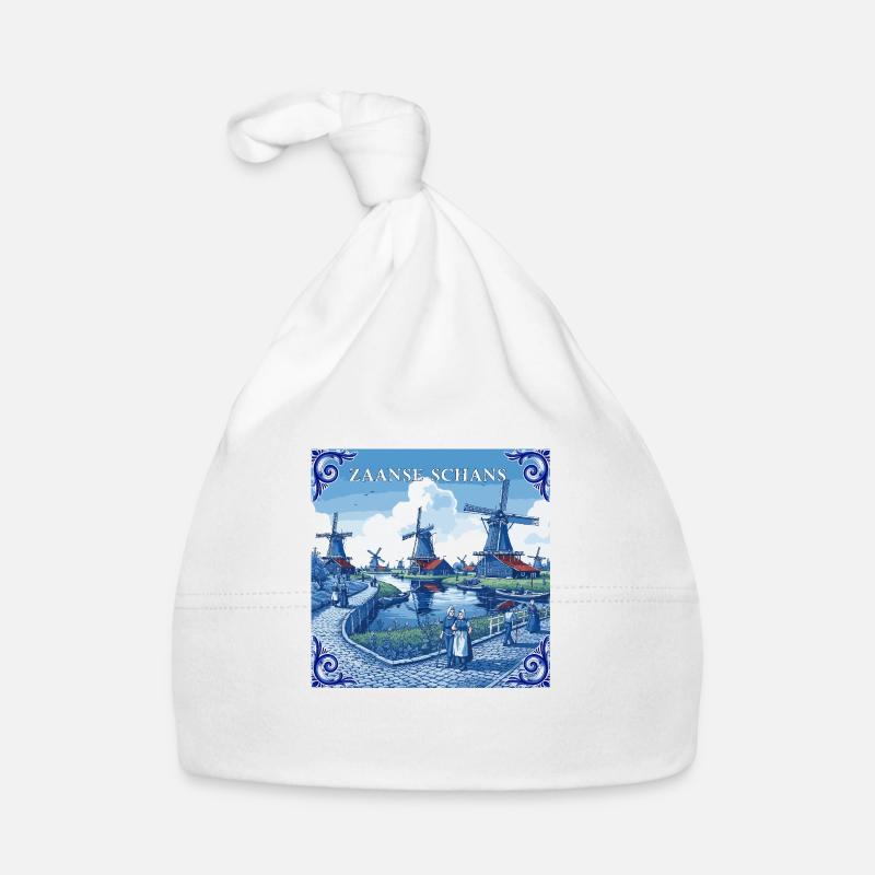 Zaanse Schans delft blue Organic Baby Cap