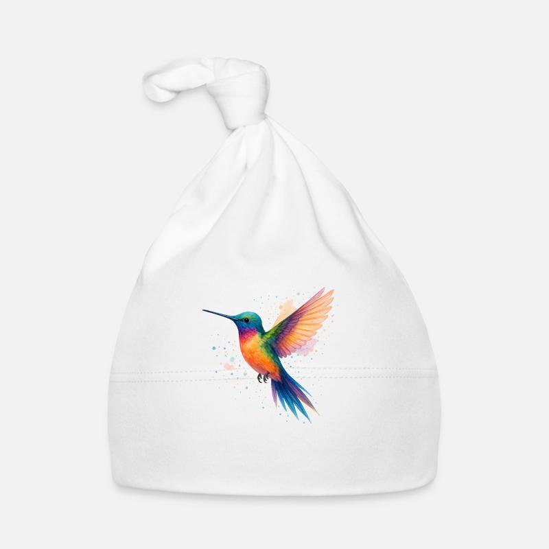 Regenbogen-Kolibri in Aquarell Baby Bio-Mütze