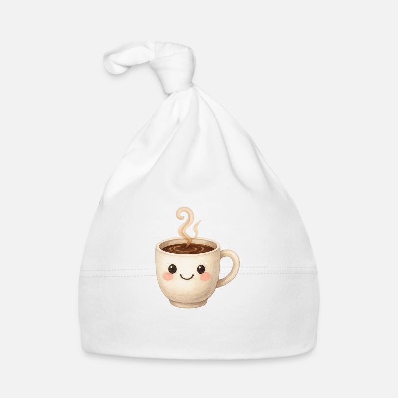 Süßer Kaffeebecher mit Gesicht – Aquarell-Stil Baby Bio-Mütze