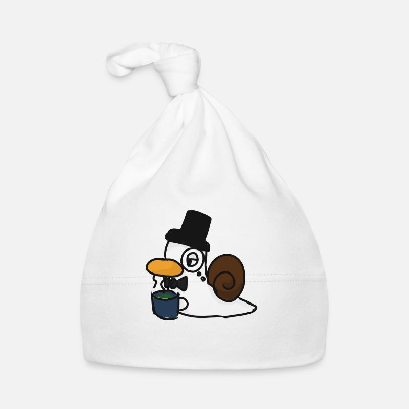 Schnente Monokel-Teezeit - Baby Bio-Mütze - Weiß