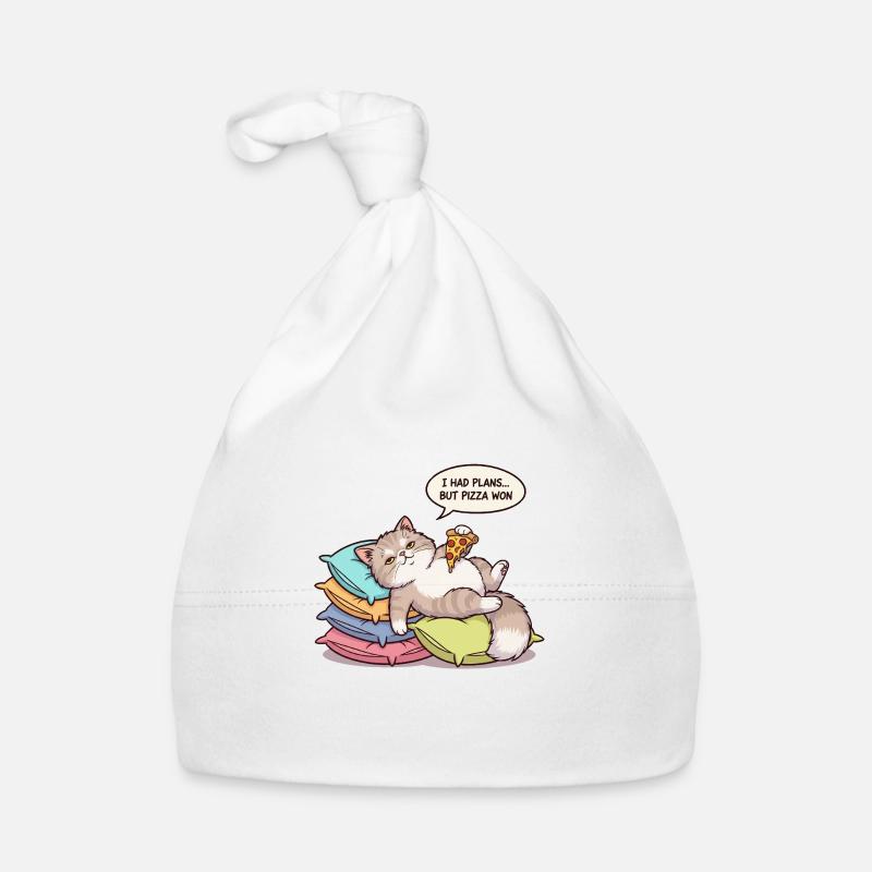 Lazy cat with pizza Organic Baby Cap