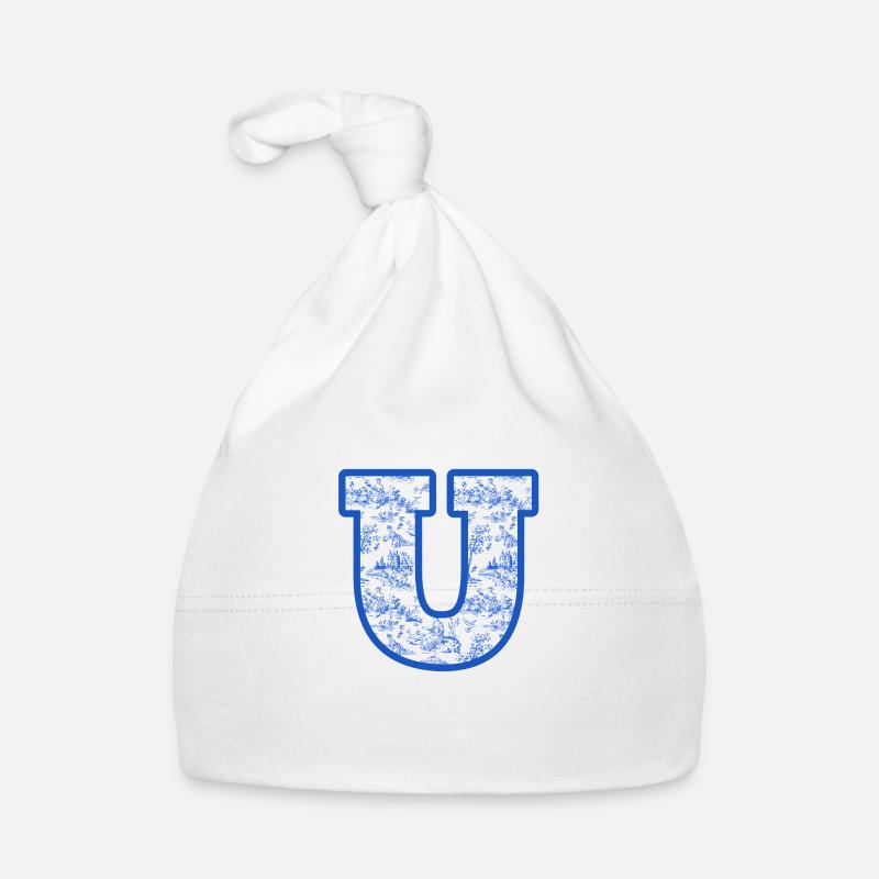 Lettre u chinoiserie bleu Bonnet bio Bébé