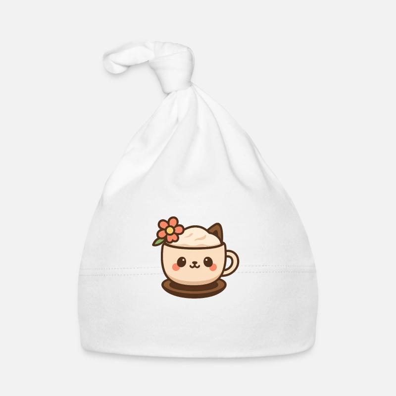 Cappuccino-Tierchen - Baby Bio-Mütze - Weiß