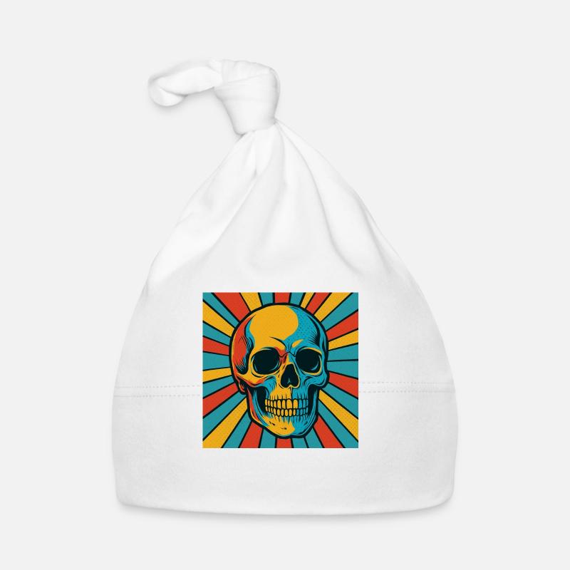Explodierter Farbtopf Totenkopf - Baby Bio-Mütze - Weiß