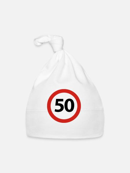 50 Birthday - Organic Baby Cap - white - Front