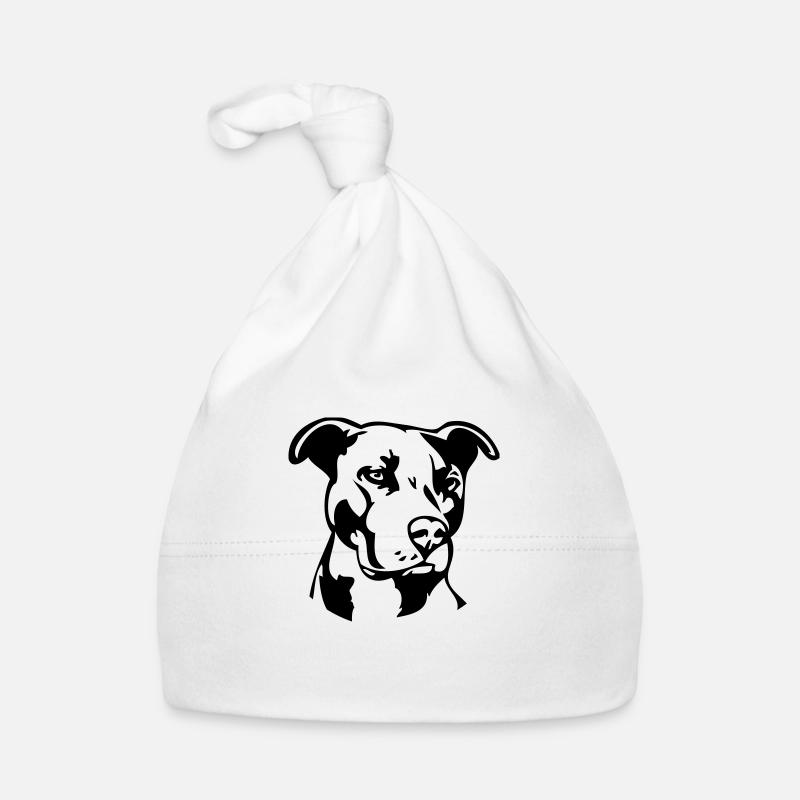 Pitbull einfarbig - Hund Kampfhund Baby Bio-Mütze