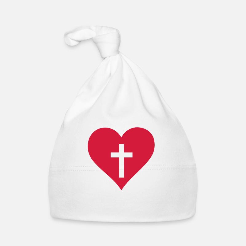 cœur avec découpe transversale - Bonnet bio Bébé - blanc