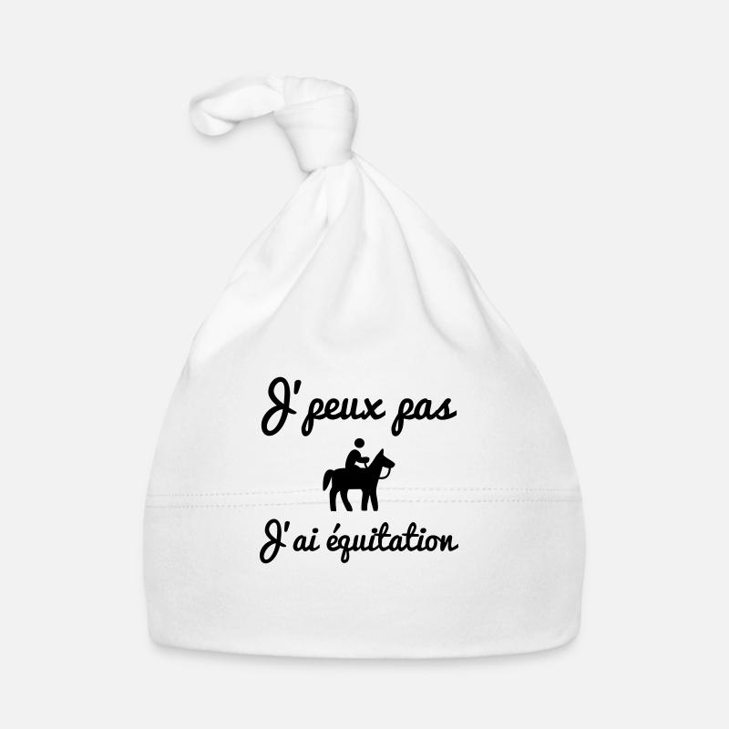 J'peux pas équitation - cheval - Bonnet bio Bébé - blanc