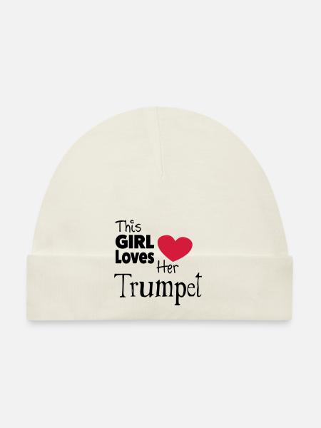 This Girl Loves Her Trumpet - Baby Bio-Mütze - Weiß - Vorne