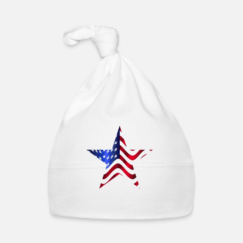 Amérique Etats-Unis Drapeau Stars and Stripes étoiles - Bonnet bio Bébé - blanc
