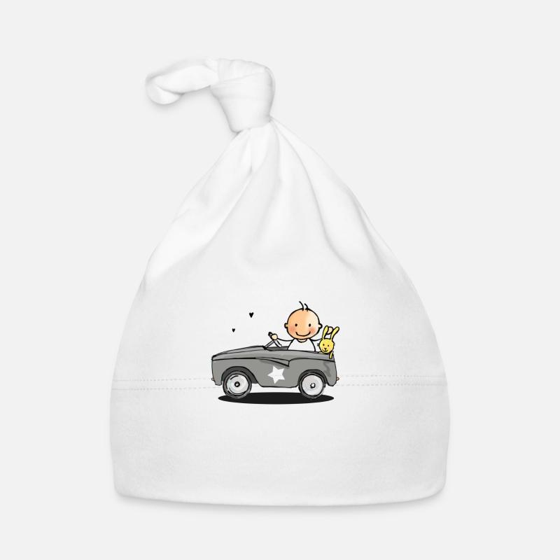 bébé dans la voiture rétro - Bonnet bio Bébé - blanc
