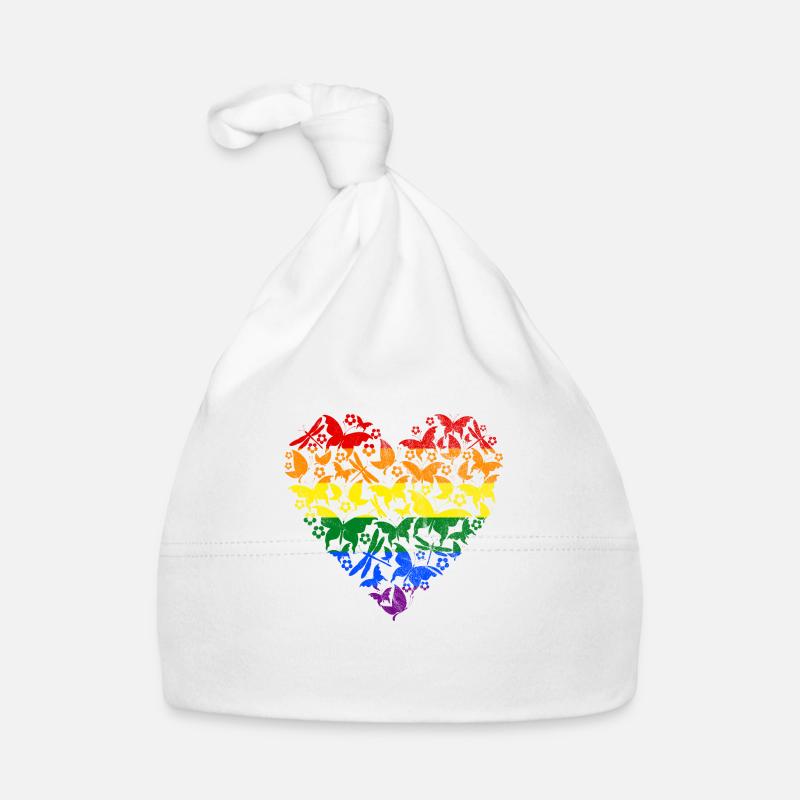 RAINBOW COEUR PAPILLON - Bonnet bio Bébé - blanc
