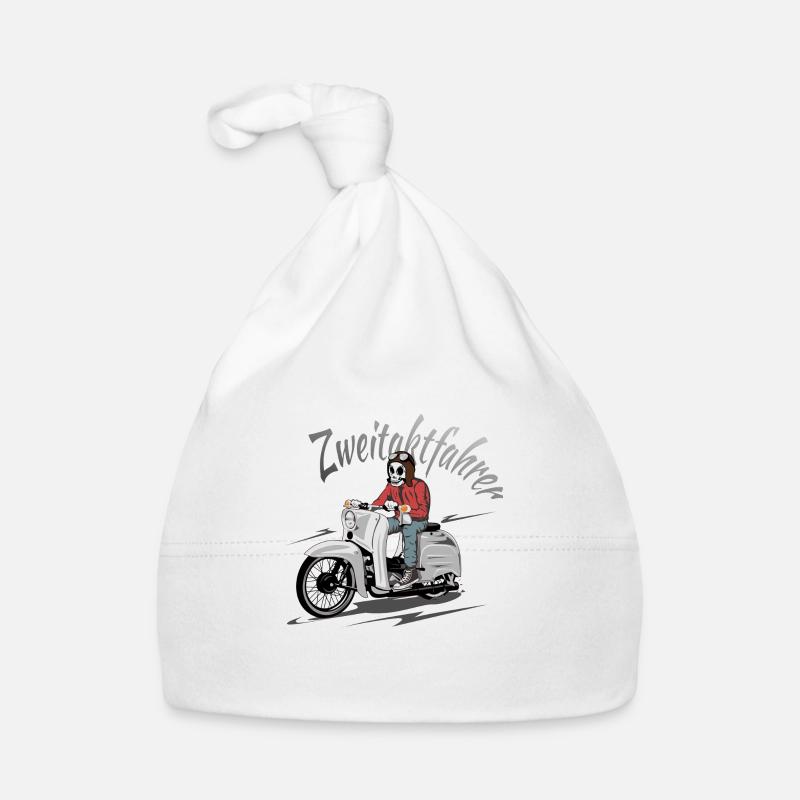 Simson Schwalbe Zweitaktfahrer - Baby Bio-Mütze - Weiß