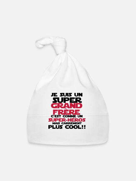 c'est comme un super-héros(grand frère)nouveau - Bonnet bio Bébé - blanc - Devant