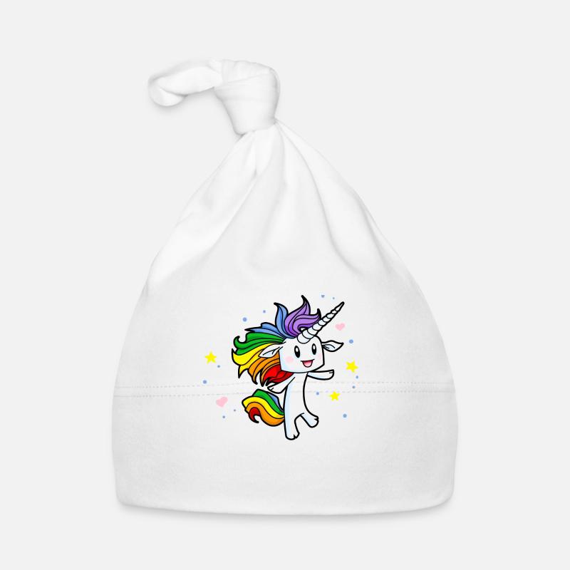 Magische Regenbogen-Einhorn - Baby Bio-Mütze - Weiß