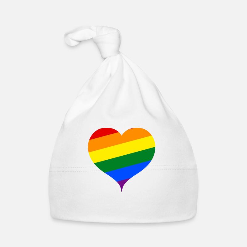 Das Regenbogen-Herz ;) - Baby Bio-Mütze - Weiß