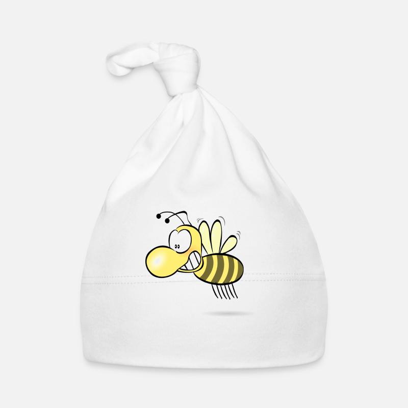 Funny bee - Organic Baby Cap - white