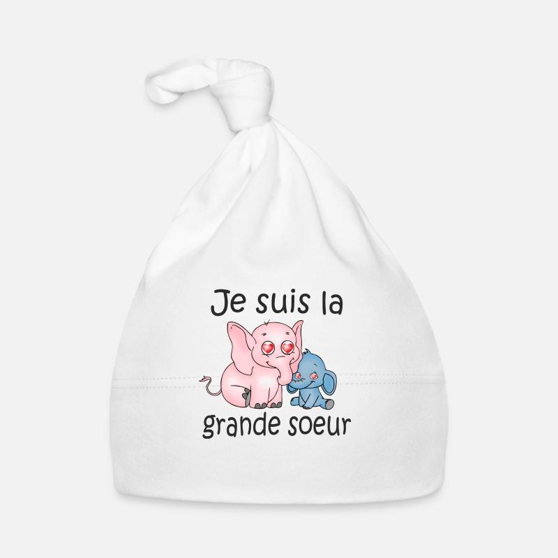 Je suis la grande soeur B - Bonnet bio Bébé - blanc