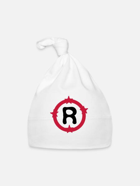 Letter R & Circle shapes pattern - Organic Baby Cap - white - Front