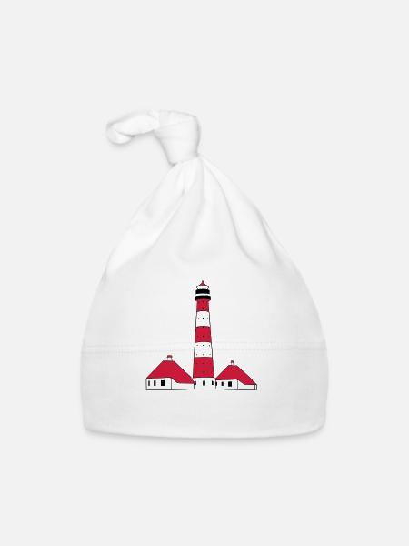 Westerhever Leuchtturm - Baby Bio-Mütze - Weiß - Vorne