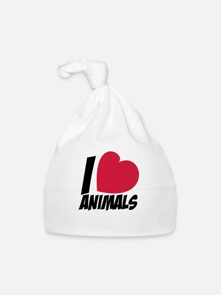 I love animals - Organic Baby Cap - white - Front