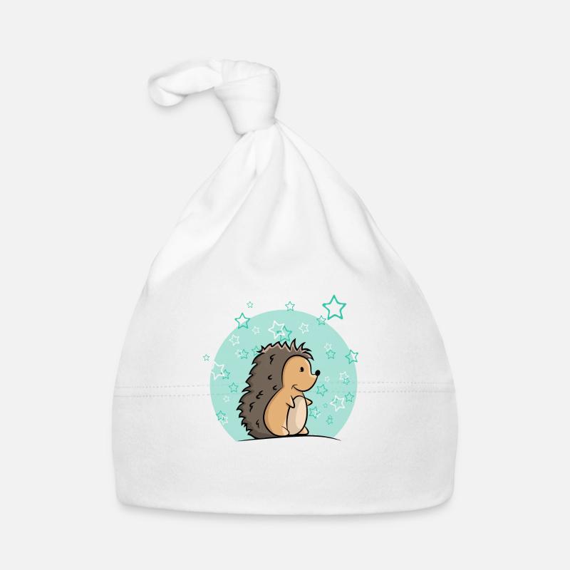 Igel Junge mit Sternen - Baby Bio-Mütze - Weiß