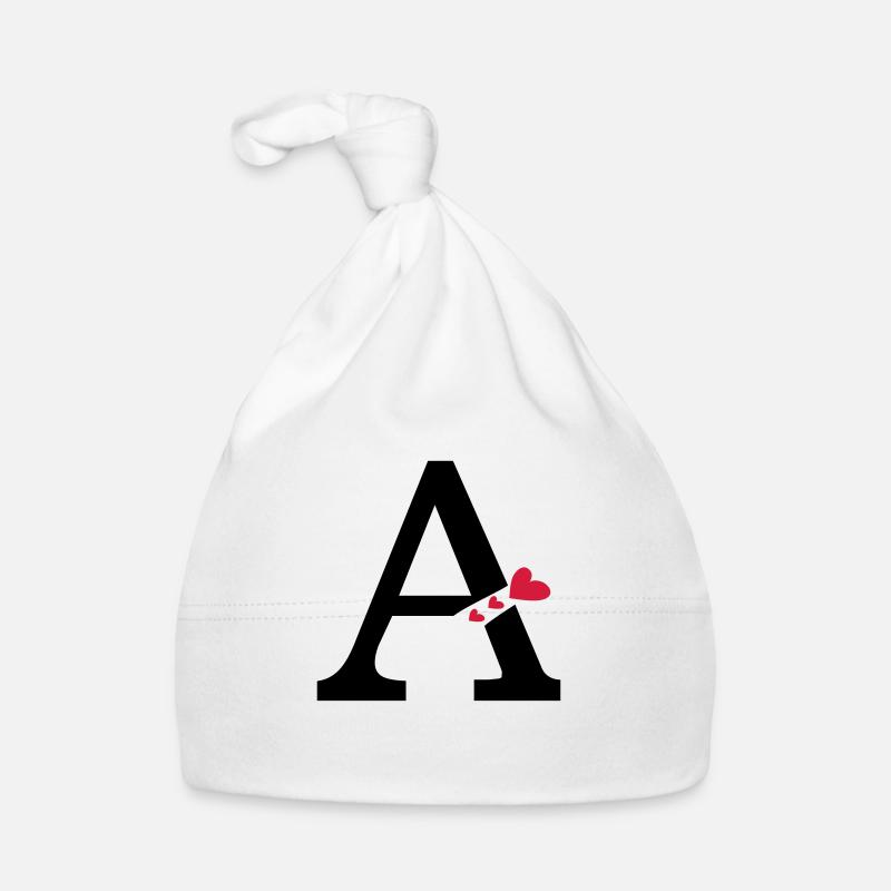 Großbuchstabe A mit Herzen Baby Bio-Mütze