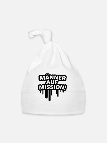 Männer auf Mission, Party, JGA, Crew, Team 1c - Baby Bio-Mütze - Weiß - Vorne