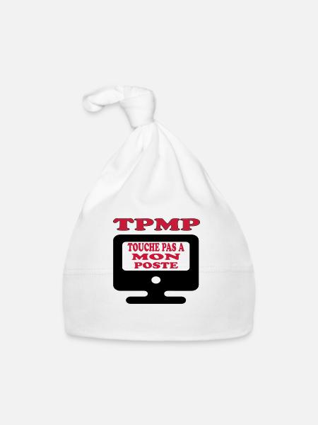 Touche pas à mon poste - Bonnet bio Bébé - blanc - Devant