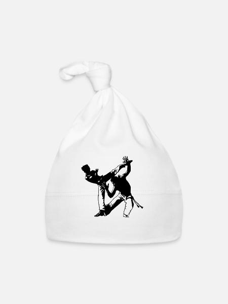 Capoeira Duo (b) - Bonnet bio Bébé - blanc - Devant