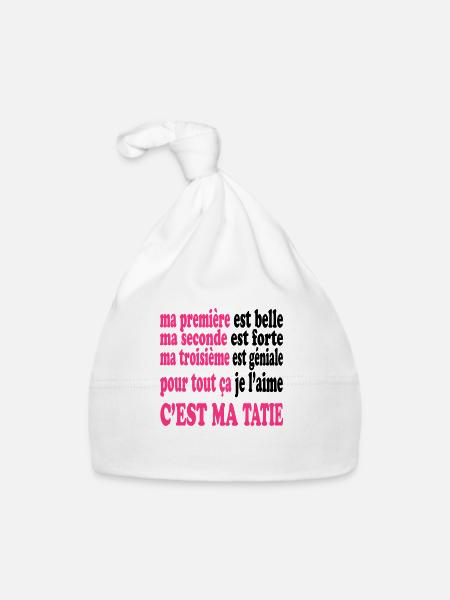 Ma tatie est belle - Baby Bio-Mütze - Weiß - Vorne