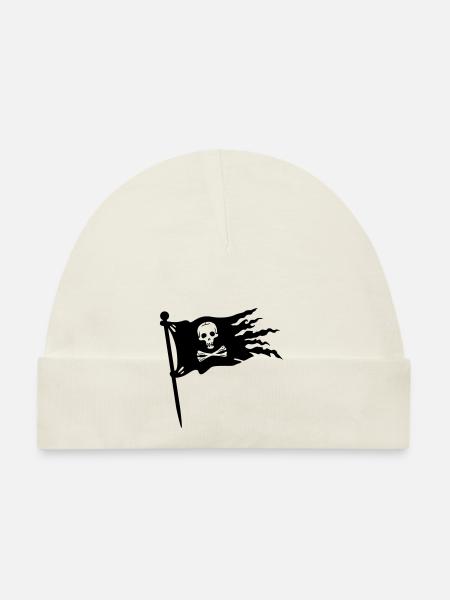 pirates flag - Organic Baby Cap - white