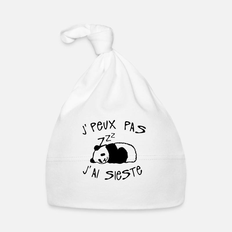 peux pas j ai sieste panda dort - Bonnet bio Bébé - blanc