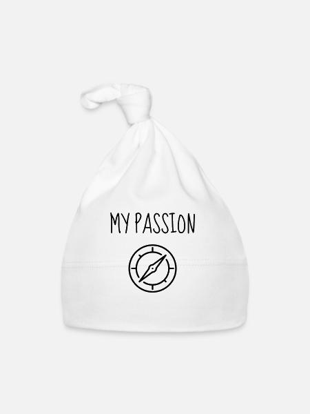 Geocaching / Geocacher / Compass / GPS - Organic Baby Cap - white - Front