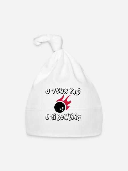 J'peux pas j'ai bowling - Bonnet bio Bébé - blanc - Devant