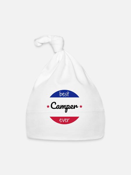 Campingplatz / Camper / Camping / Camp - Baby Bio-Mütze - Weiß - Vorne