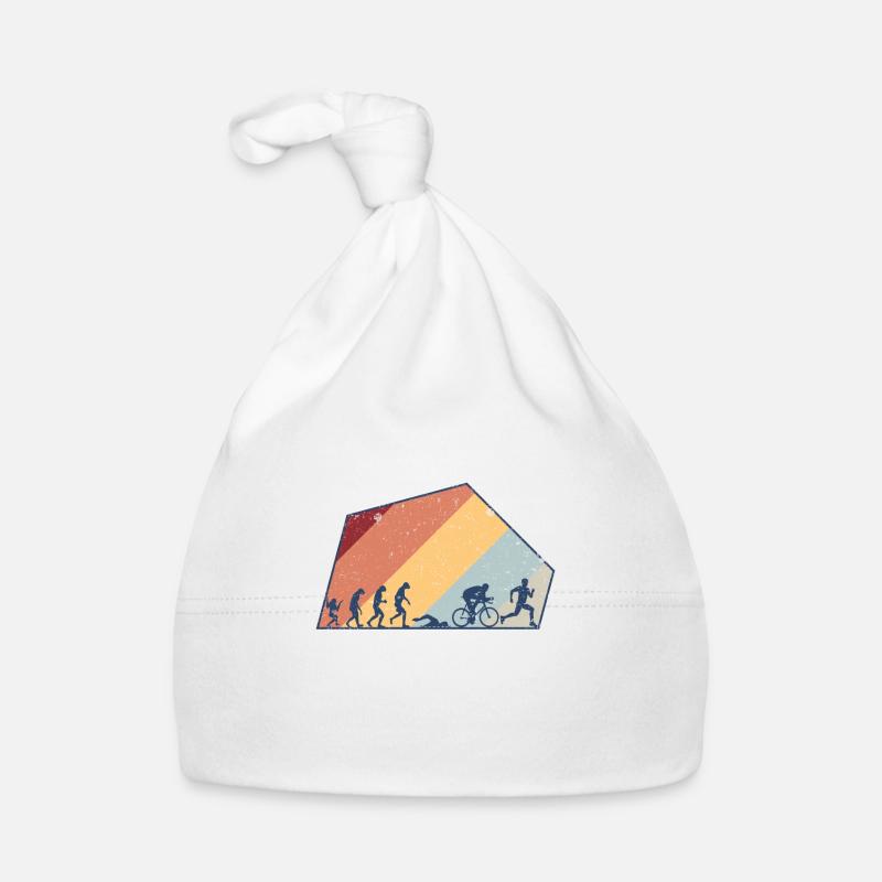 Triathlète Evolution Vintage Idée cadeau de triathlon - Bonnet bio Bébé - blanc